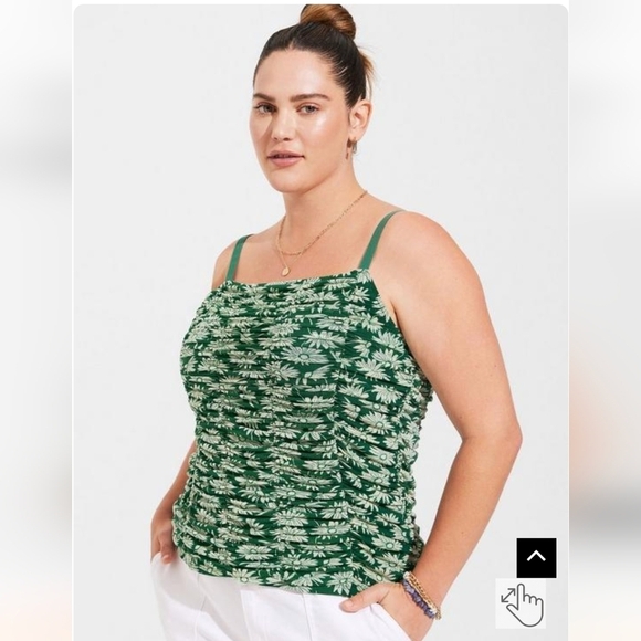 Stretch Mesh Cropped Shirred Cami Top 5x, new with tags - Picture 3 of 7